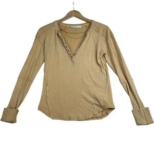 Free People Vneck Long Sleeve Blouse size XS Yellow
